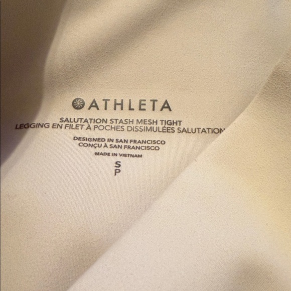 Athleta Salutation Stash Mesh Tight Cream size Small - Picture 9 of 9